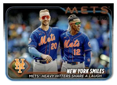 Baseball card featuring two Mets players with Pete Alonso, original gloss, and Pete Alonso checklist