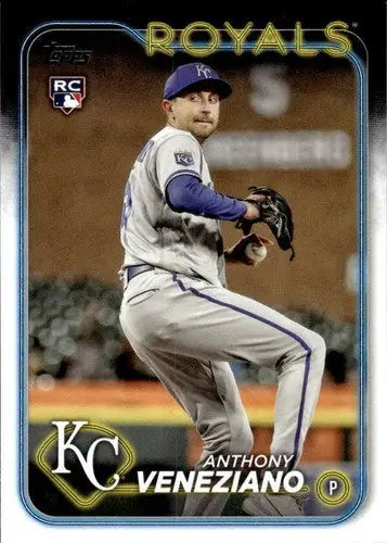 Original gloss baseball card of Anthony Veneziano rookie Royals from 2024 Topps #425