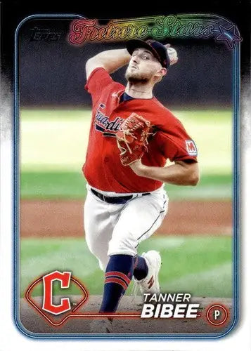Baseball card featuring Tanner Bibee with original gloss from 2024 Topps NM-MT Guardians