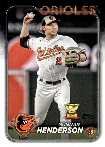 Original gloss Gunnar Henderson baseball card 2024 Topps #450 NM-MT Orioles ID 75042