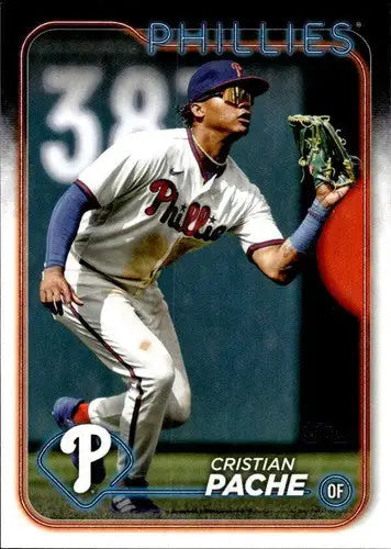 Original gloss baseball card of Cristian Pache NM-MT in action for the Phillies