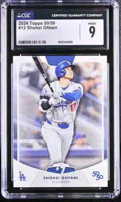 Graded 2024 Topps Shohei Ohtani baseball card CGC 9 showcasing top player collectible