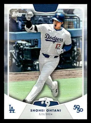 Baseball card of Shohei Ohtani in Dodgers uniform from 2024 Topps 50/50 series