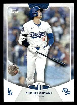 Shohei Ohtani baseball card in Los Angeles Dodgers uniform from 2024 Topps Shohei Ohtani series