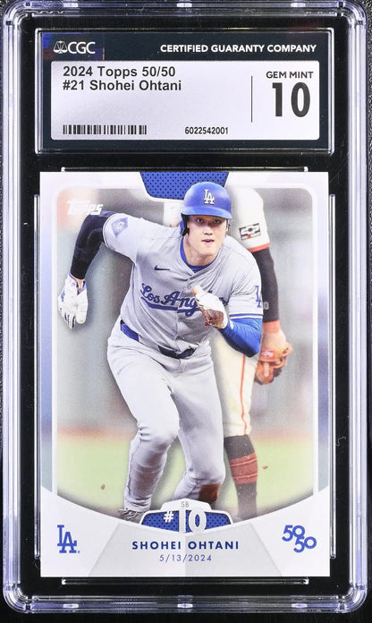 Graded 2024 Topps Shohei Ohtani baseball card Gem Mint 10 CGC 10 display