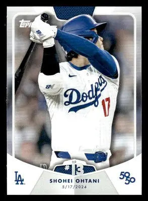 Baseball trading card of Shohei Ohtani in Dodgers uniform from 2024 Topps 50/50 series