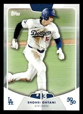 Baseball trading card of Shohei Ohtani in Los Angeles Dodgers uniform 2024 Topps 50/50