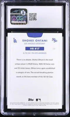 Graded Shohei Ohtani baseball card with HR 17 and 50/50 Club achievement in 2024 Topps