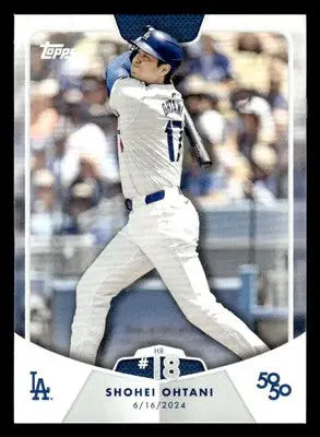 Baseball trading card of Shohei Ohtani batting from 2024 Topps 50/50 Los Angeles