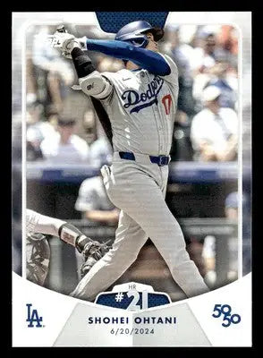 Baseball card featuring Shohei Ohtani in Los Angeles Dodgers uniform from 2024 Topps 50/50 series