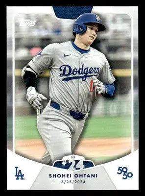Shohei Ohtani baseball card in Los Angeles Dodgers uniform from 2024 Topps 50/50 series