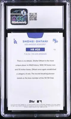 Graded Shohei Ohtani baseball card from 2024 Topps 50/50 series in CGC 10