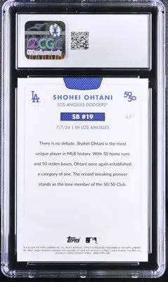Graded Shohei Ohtani baseball card in protective slab for 2024 Topps 50/50 series