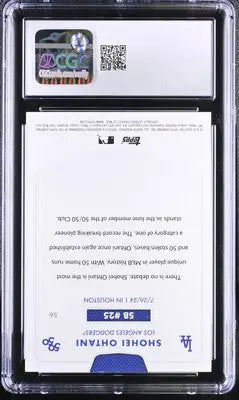 Graded Shohei Ohtani baseball card in protective case for 2024 Topps 50/50 series