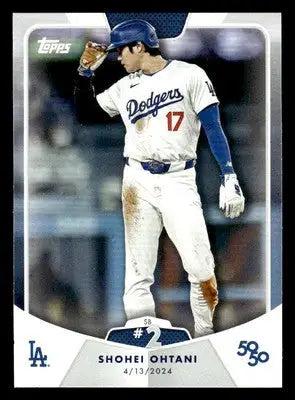 Shohei Ohtani baseball card with dirt smudges from 2024 Topps 50/50 collection