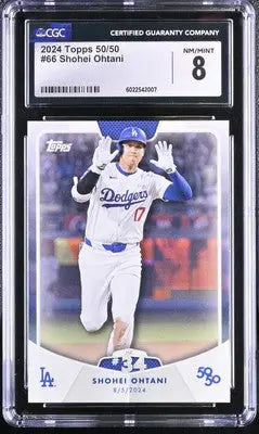 Graded 2024 Topps Shohei Ohtani baseball card serial number 50/50 CGC 8 Near Mint