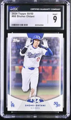 2024 Topps 50/50 Shohei Ohtani #66 baseball card with CGC 9 Mint grade