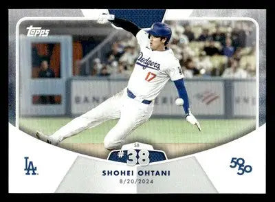 Baseball trading card featuring Shohei Ohtani sliding from 2024 Topps 50/50 Los Angeles Dodgers