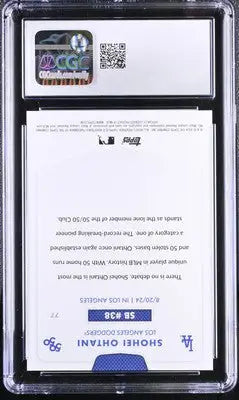 Shohei Ohtani baseball card in a clear CGC grading slab for 2024 Topps 50/50 series