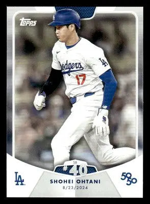 Baseball trading card of Shohei Ohtani in Los Angeles Dodgers uniform from 2024 Topps 50/50