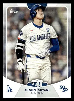 Baseball card of Shohei Ohtani in Los Angeles Dodgers uniform from 2024 Topps 50/50 series