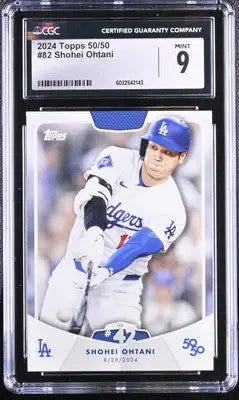 Graded 2024 Topps Shohei Ohtani baseball card numbered 50/50 with Mint 9 CGC rating