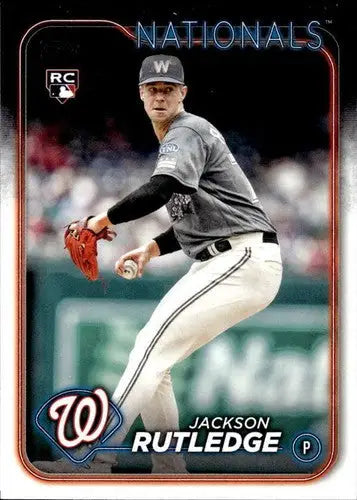 Baseball card featuring Jackson Rutledge rookie Nationals with original gloss 2024 Topps