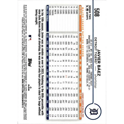 2024 Topps #508 Javier Baez NM-MT Detroit Tigers Baseball Card