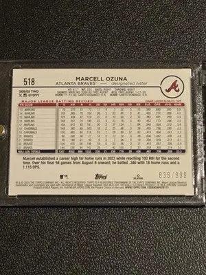 2024 Topps #518 Marcell Ozuna Blue Holofoil #/999 - Baseball Card Single