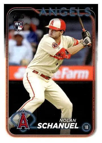 Original gloss Nolan Schanuel rookie Angels baseball card from 2024 Topps #53