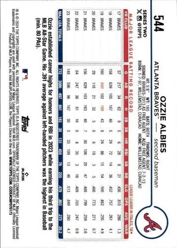 2024 Topps #544 Ozzie Albies NM-MT Braves ID:70995 - Baseball Card Single