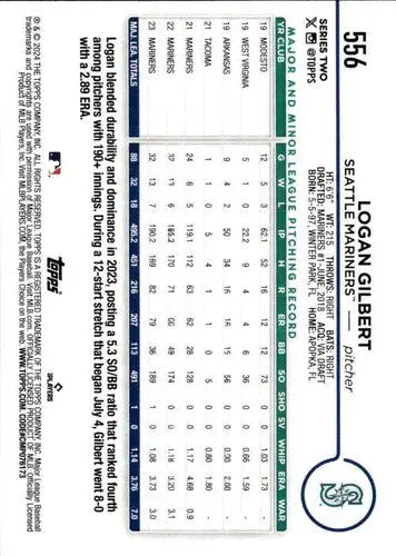 2024 Topps Logan Gilbert baseball card with original gloss NM-MT Mariners ID 71457