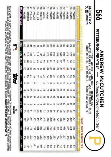 2024 Topps #566 Andrew McCutchen NM-MT Pirates ID:71003 - Baseball Card Single