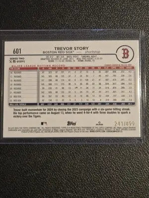 2024 Topps #601 Trevor Story Green Crackle Foil #/499 - Baseball Card Single