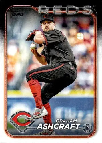 Original gloss Graham Ashcraft baseball card from 2024 Topps Reds collection