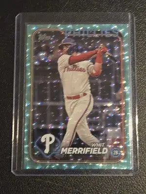 2024 Topps #661 Whit Merrifield Aqua Crackle Foil #/399 - Baseball Card Single