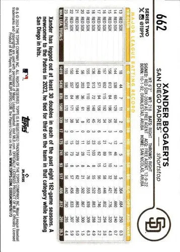 2024 Topps Xander Bogaerts baseball card with original gloss NM-MT Padres ID 71516