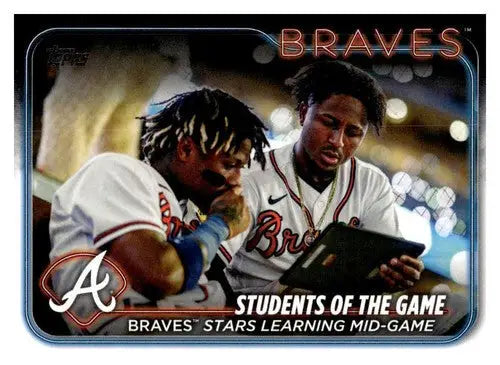 Original gloss Braves checklist NM-MT featuring Ronald Acuna Jr. baseball card from 2024 Topps