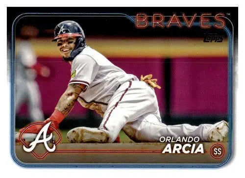 Orlando Arcia baseball card 2024 Topps NM-MT Braves with original gloss