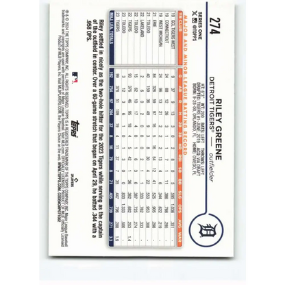 2024 Topps All-Star Foil #274 Riley Greene NM-MT Detroit Tigers Baseball Card Image 2