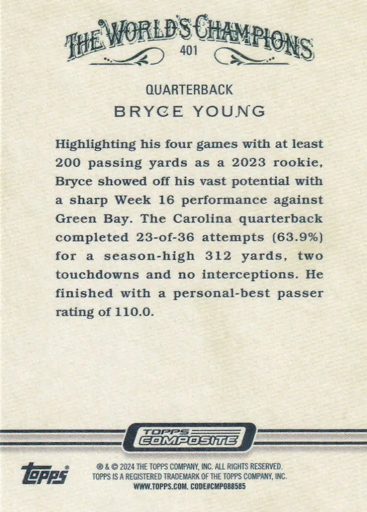 2024 TOPPS ALLEN & GINTER BRYCE YOUNG- CAROLINA PANTHERS