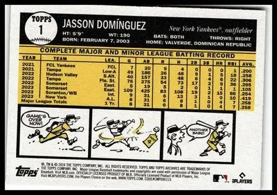 2024 Topps Archives #1 Jasson Domínguez - Baseball Card Single