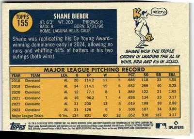 2024 Topps Archives #155 Shane Bieber - Baseball Card Single