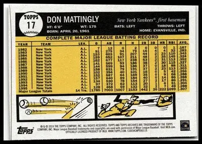 2024 Topps Archives #17 Don Mattingly - Baseball Card Single