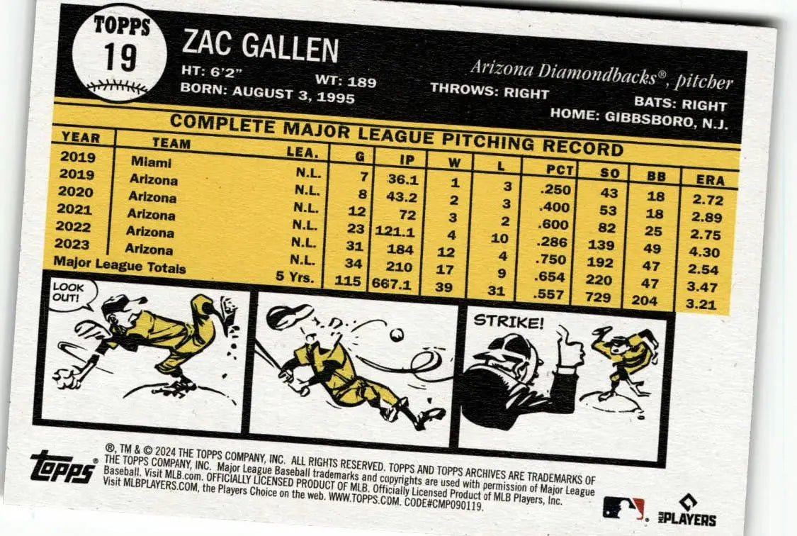 2024 Topps Archives #19 Zac Gallen - Baseball Card Single