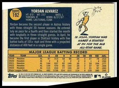 2024 Topps Archives #192 Yordan Alvarez - Baseball Card Single