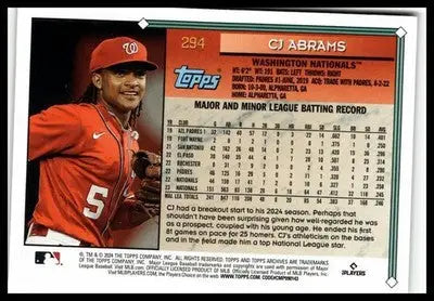 2024 Topps Archives #294 CJ Abrams - Baseball Card Single