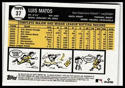 2024 Topps Archives #37 Luis Matos - Baseball Card Single