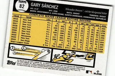 2024 Topps Archives #82 Gary Sánchez - Baseball Card Single