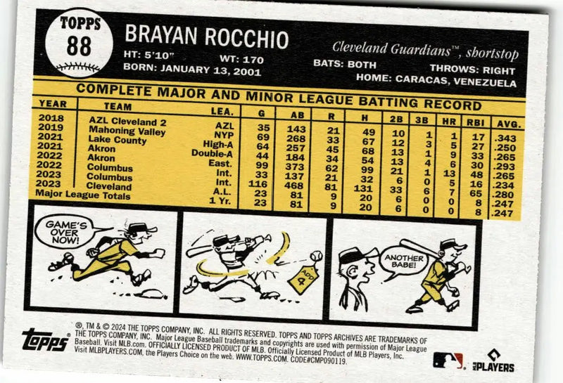 2024 Topps Archives #88 Brayan Rocchio - Baseball Card Single
